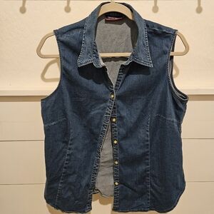 Sleeveless Jean button down top